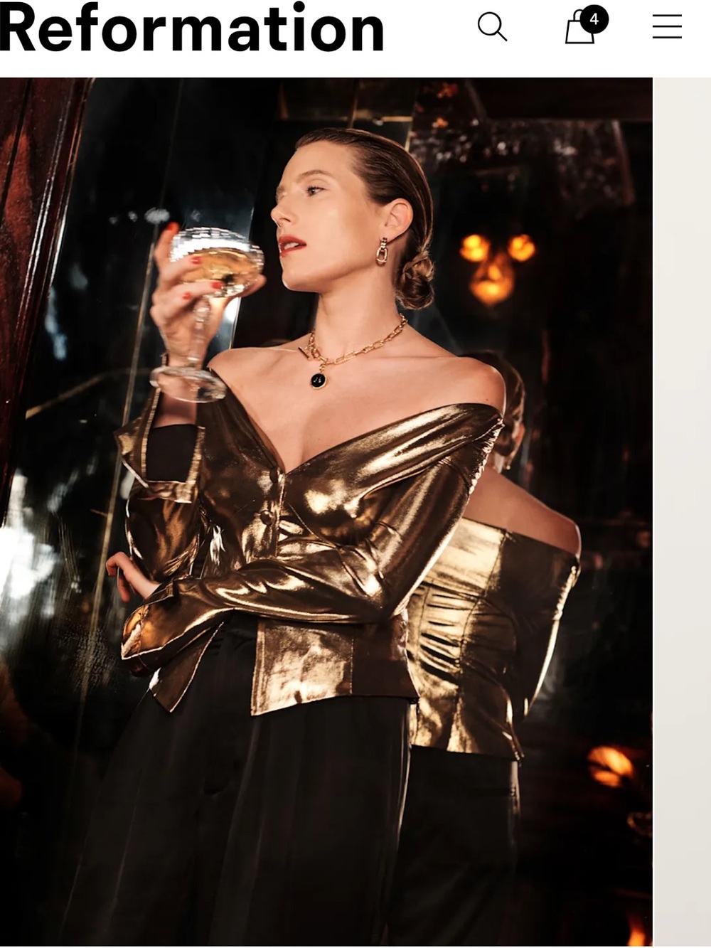 Reformation Irina gold top